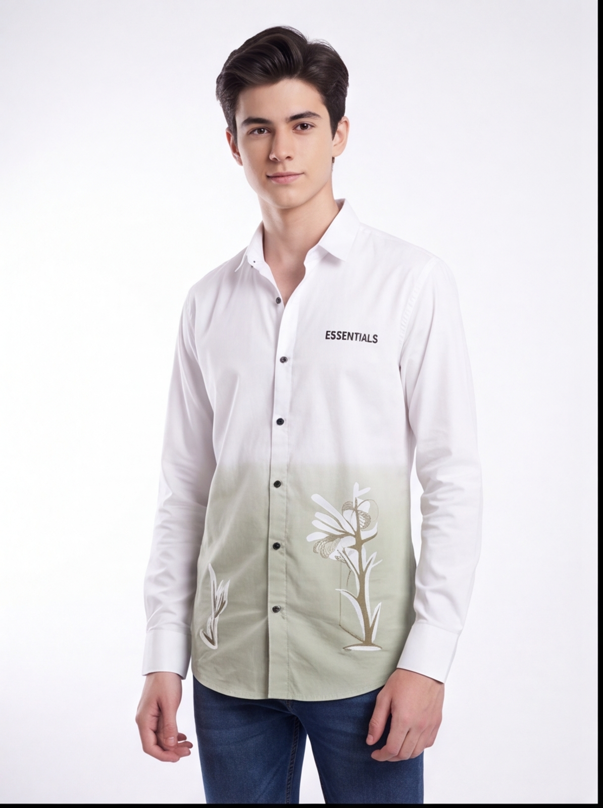 DIO Boys Casual Polyester Shirt, Green, front view