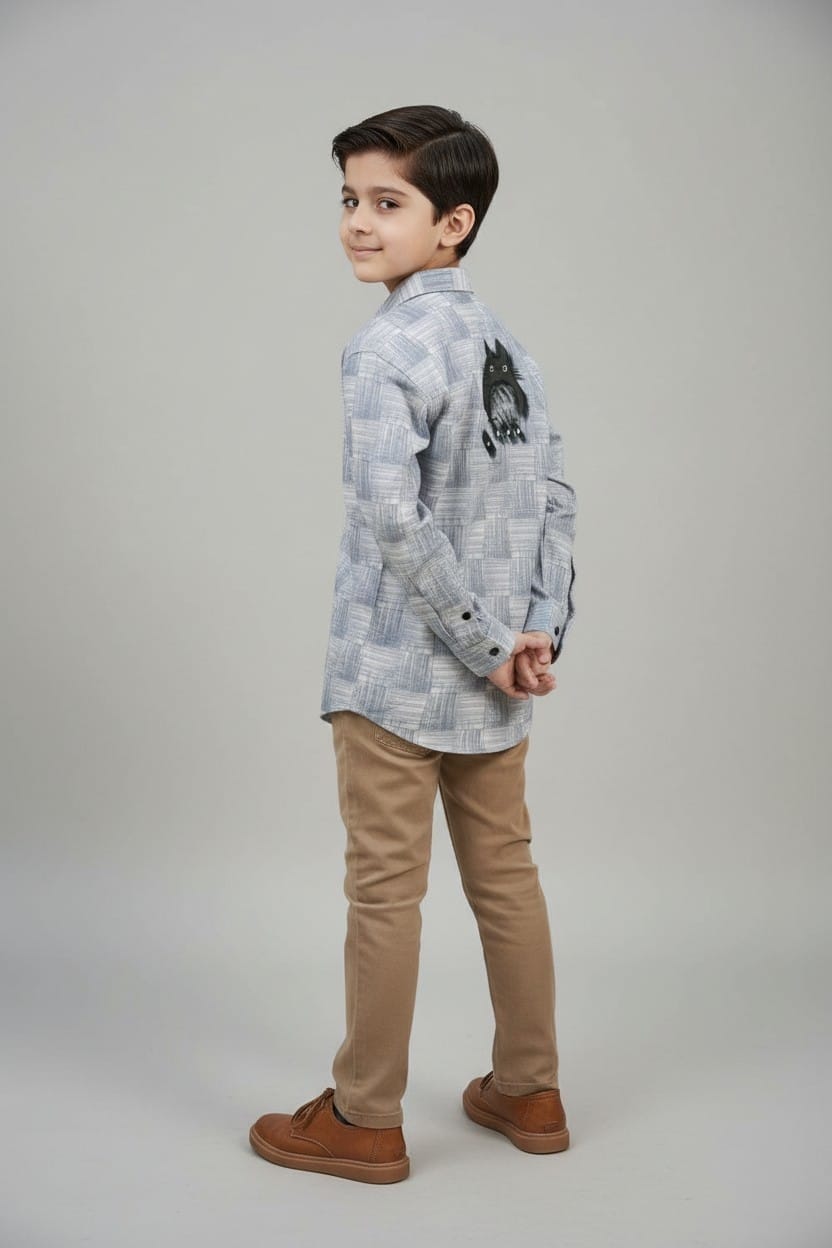 DIO Casual Polyester Shirt - Blue - Back