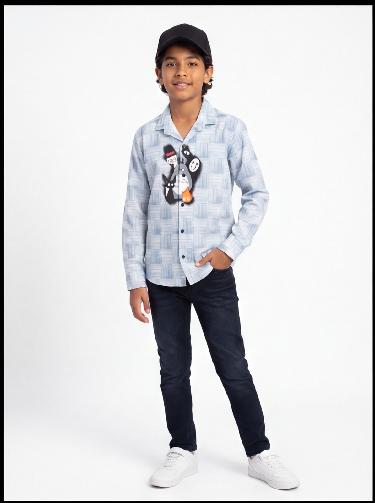 DIO Casual Polyester Shirt - Blue - Front