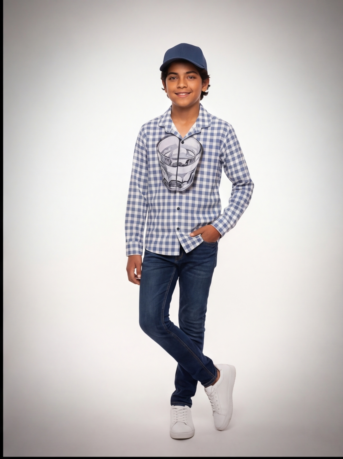 Casual polyester shirt - blue - front