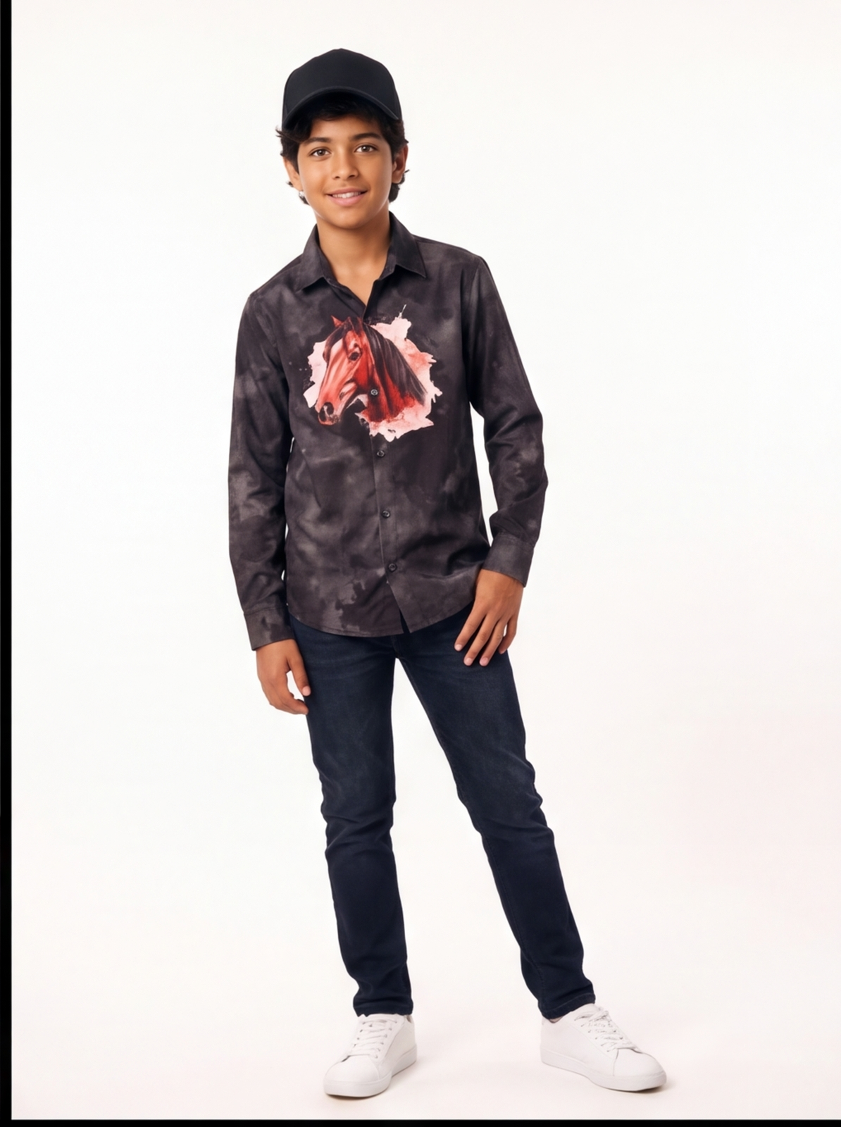 DIO Casual Polyester Shirt - Black - Front