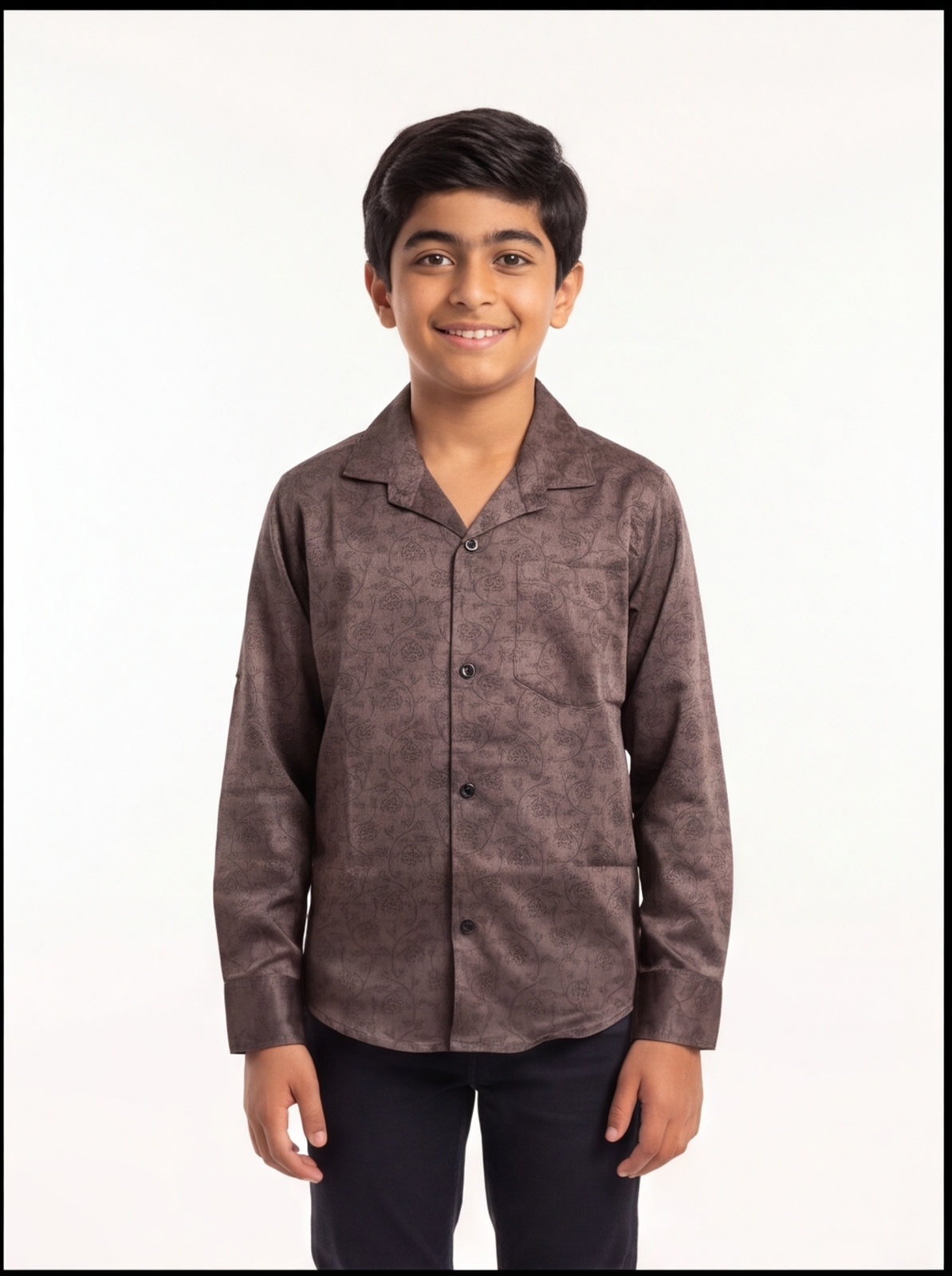 SAPPHIRE printed satin shirt - black - front