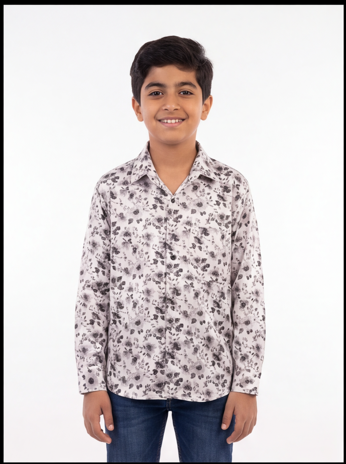 SAPPHIRE printed satin shirt - white - front