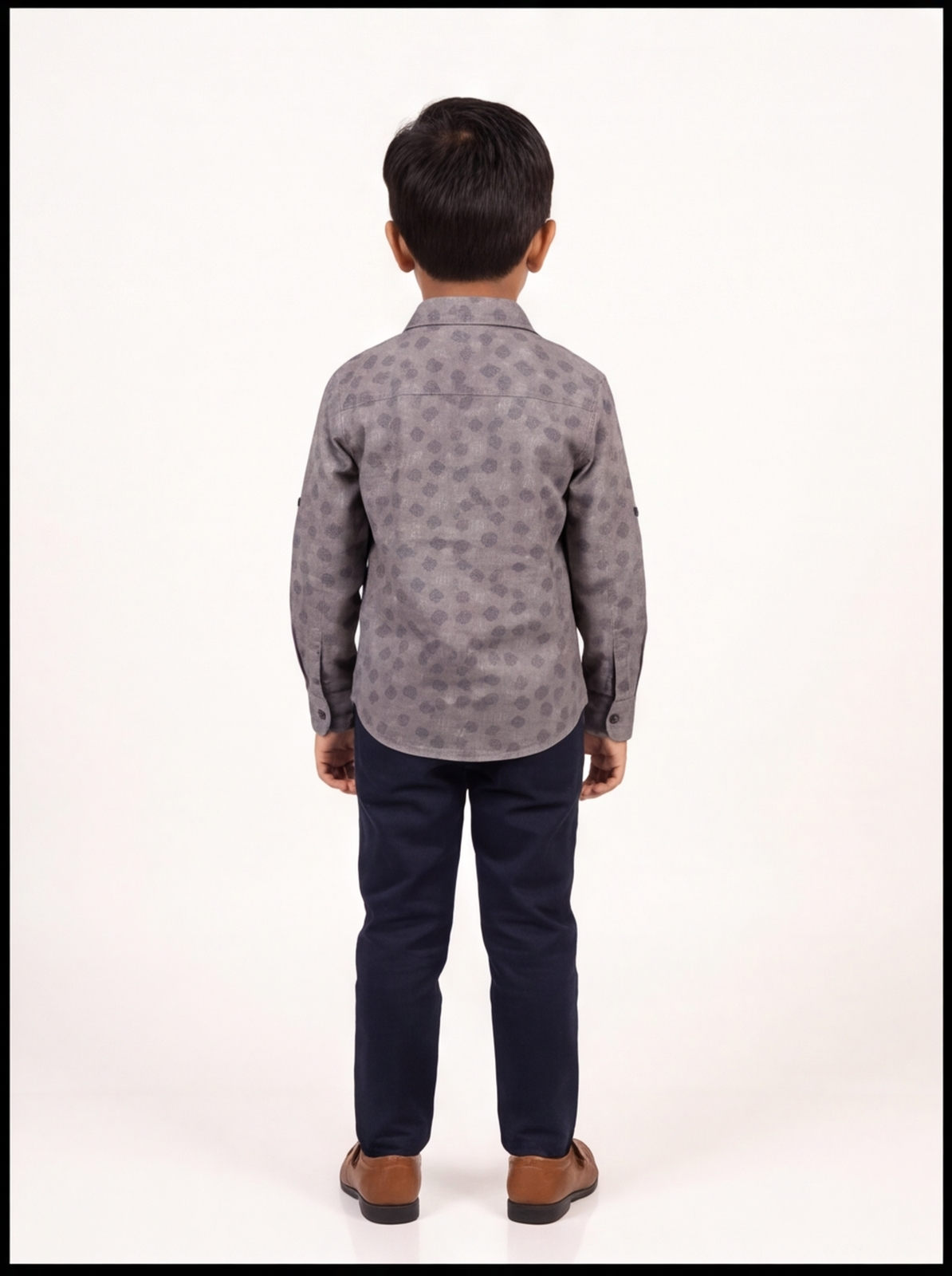 DIO Cotton Wedding Shirt - White & Grey - Back