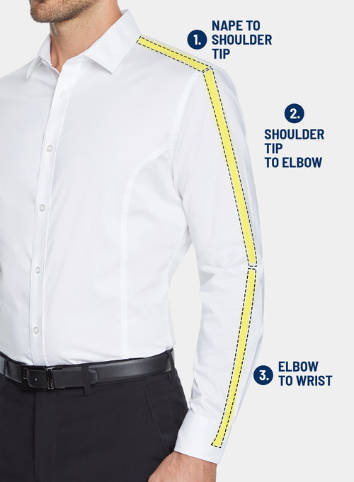 How to measure sleeve length for shirt sizing - from center back neck to wrist