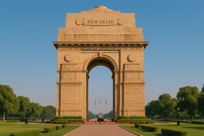 INDIA GATE IMAGE WITH NEW DELHI WRITTEN 