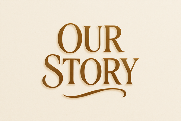 write 'OUR STORY' in a very engaging way on a simple background 